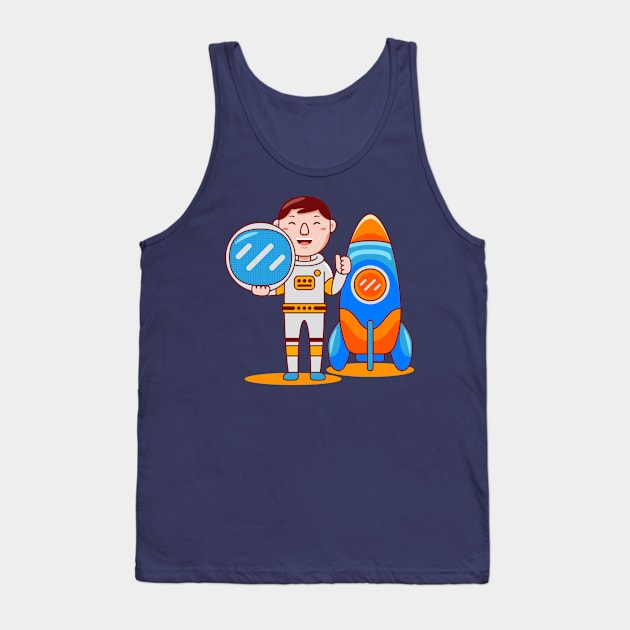 Cute Astronaut Cartoon Tank Top by MEDZ